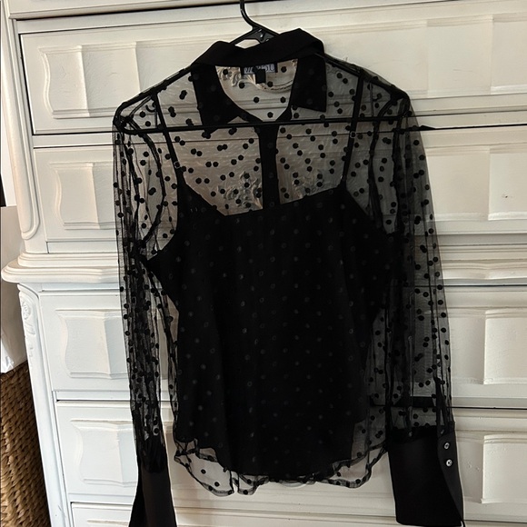J. Crew Black Sheer Polka Dot Blouse - Picture 7 of 7